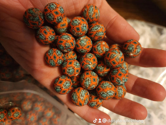 New aztec concho cow rust 15mm and hexagons