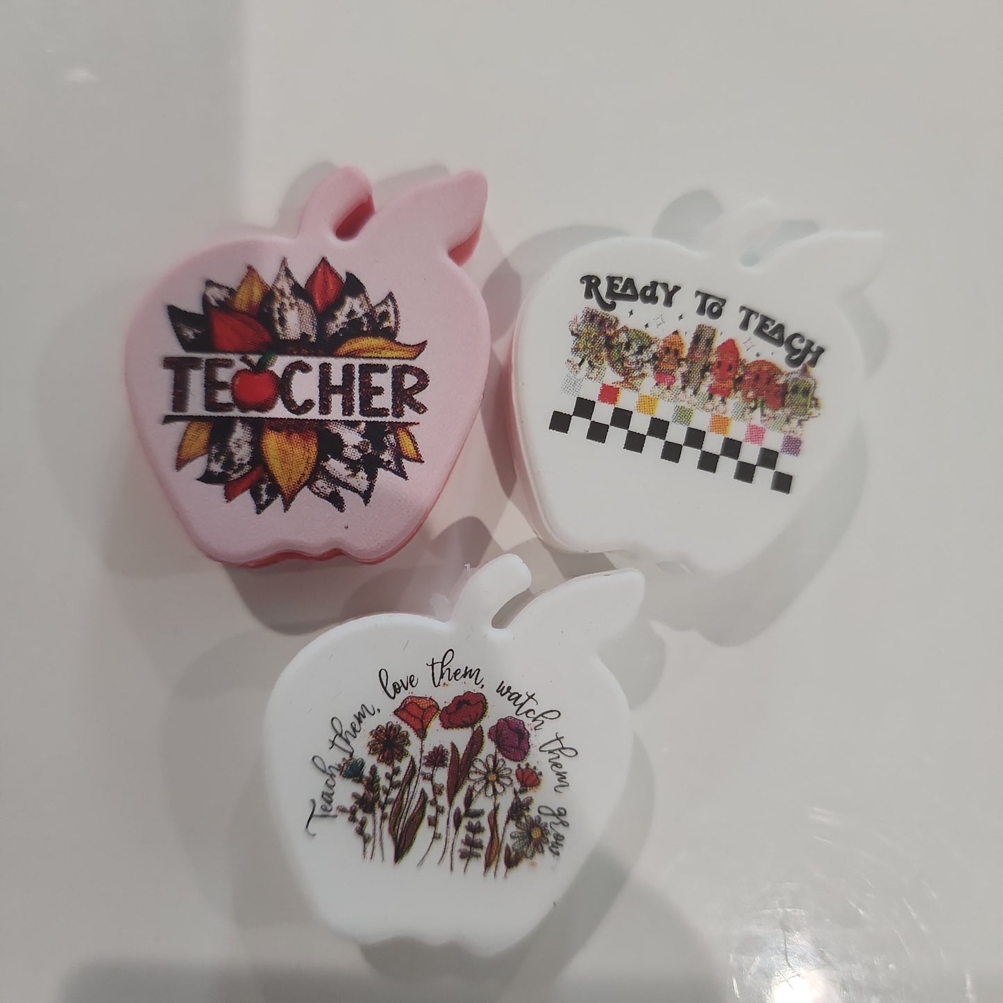 Apples cutom printed silicone beads teacher apples
