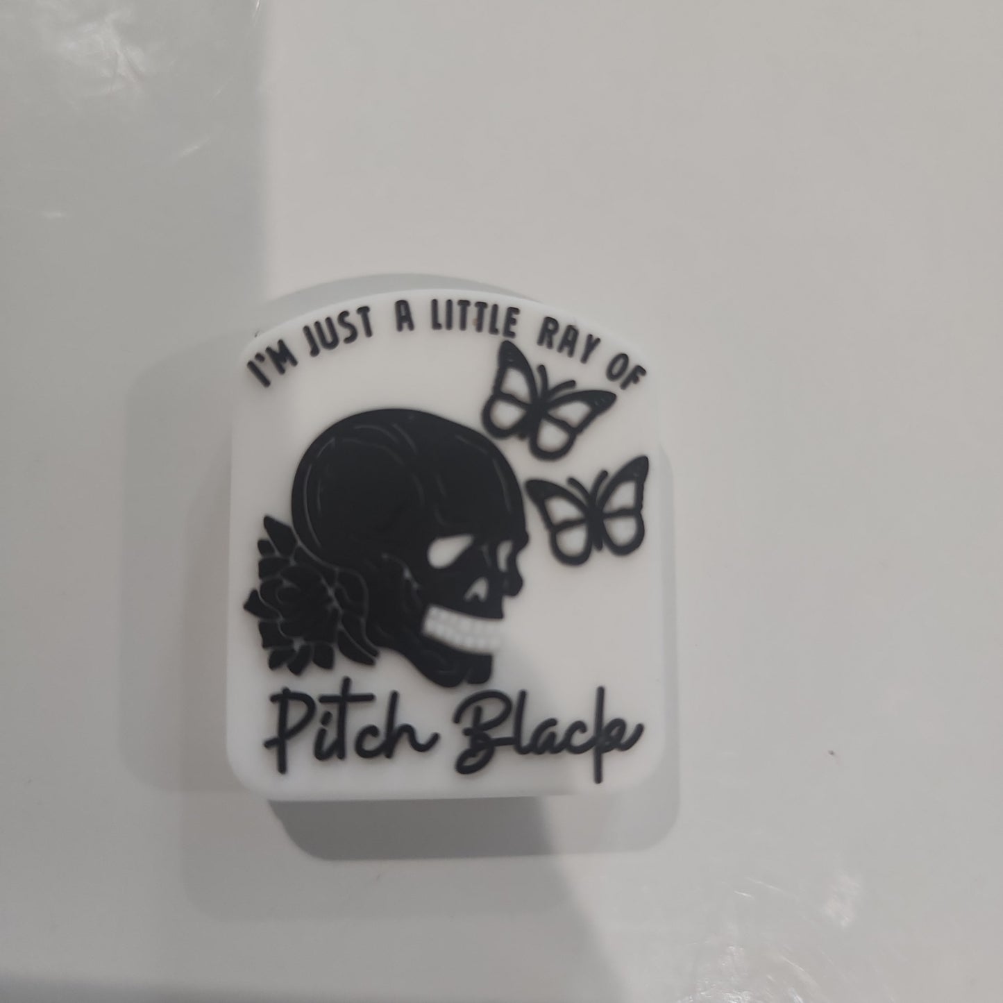 Little ray of pitch black custom silicone focal bead