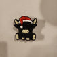 Highland Christmas cow with Santa hat silicone focal beads