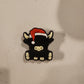 Highland Christmas cow with Santa hat silicone focal beads