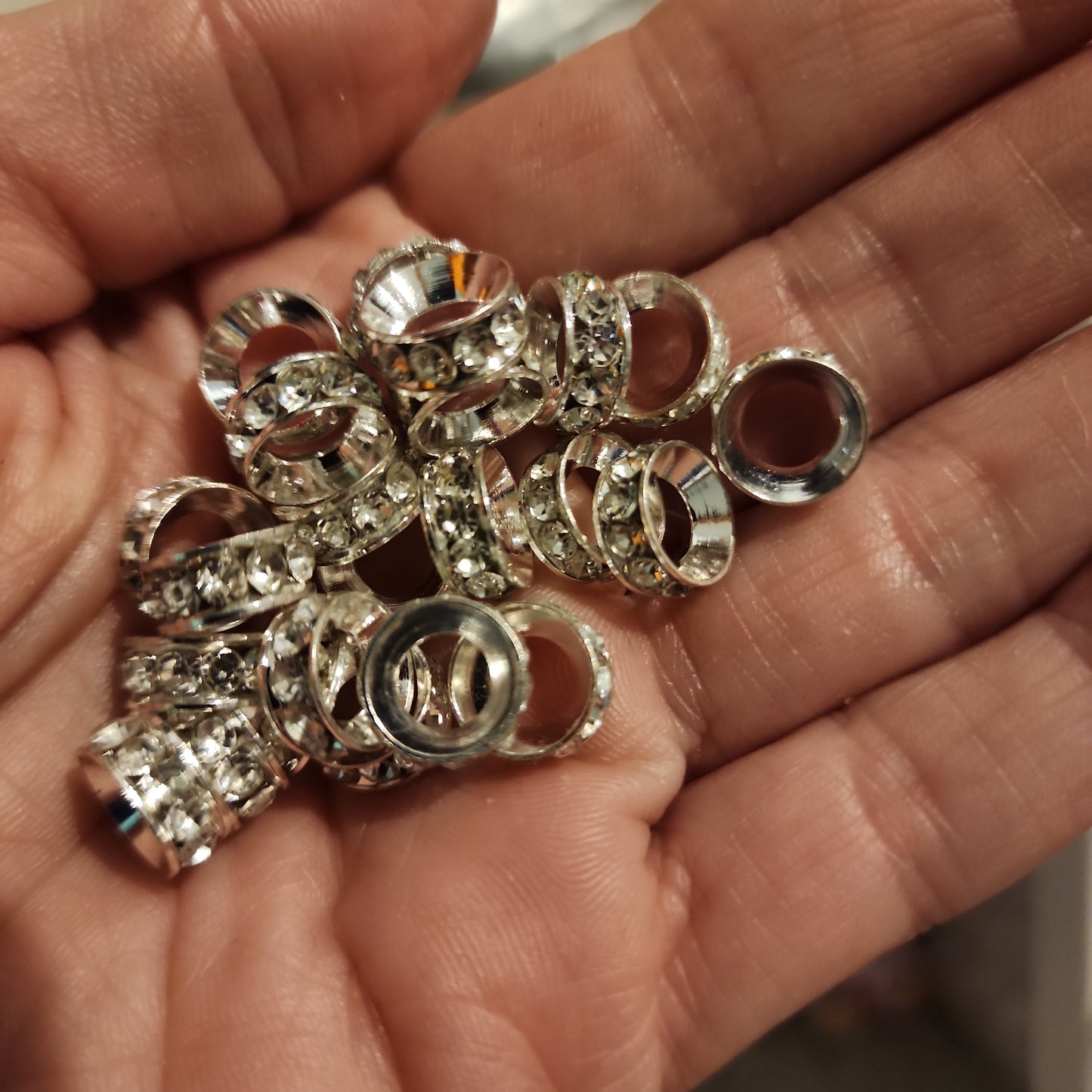 White crystal rhinestone spacers for DIY pens keychains