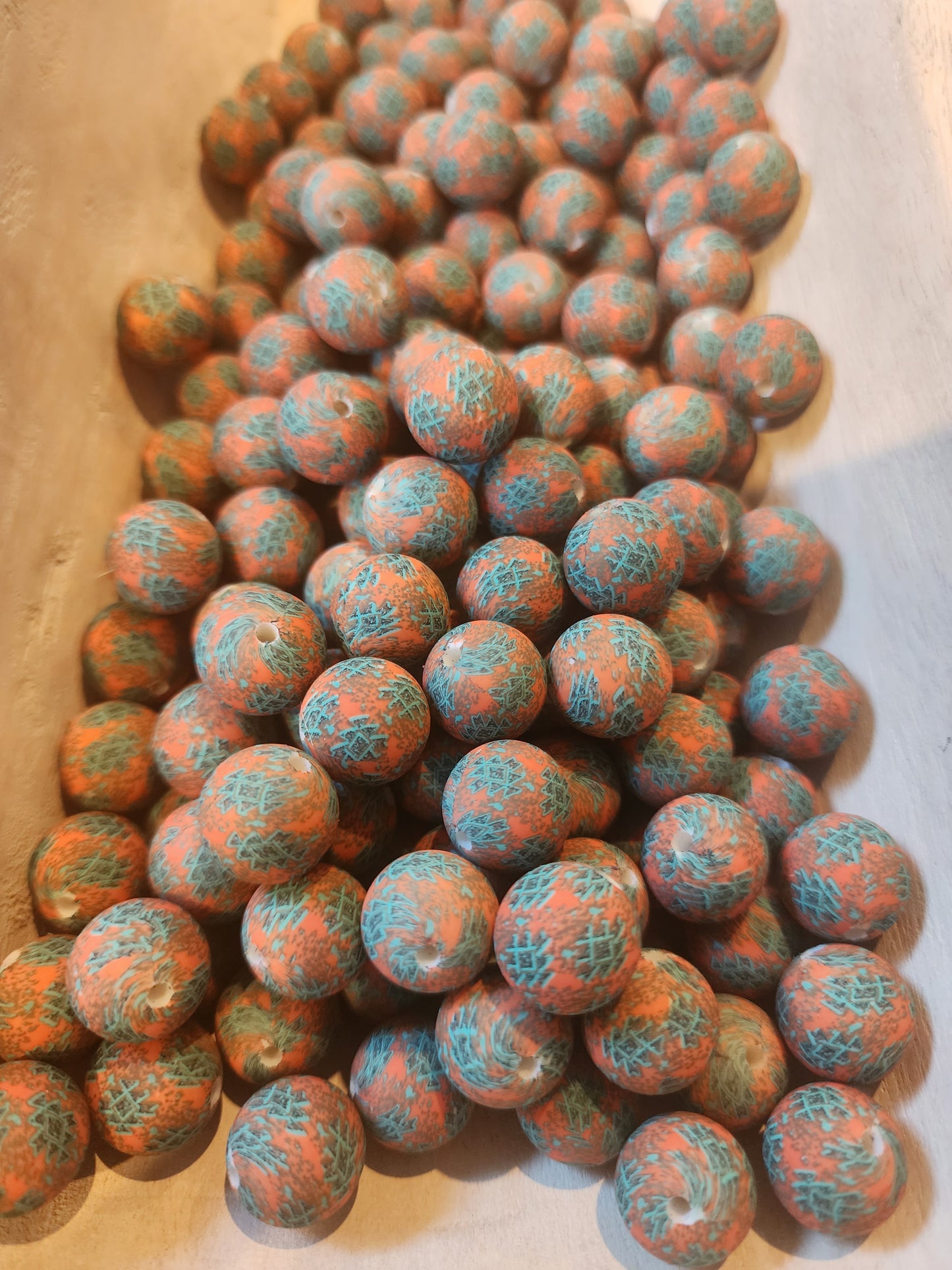 New rust turquoise aztec prints and rust black teal aztec prints 15mm and hexagons