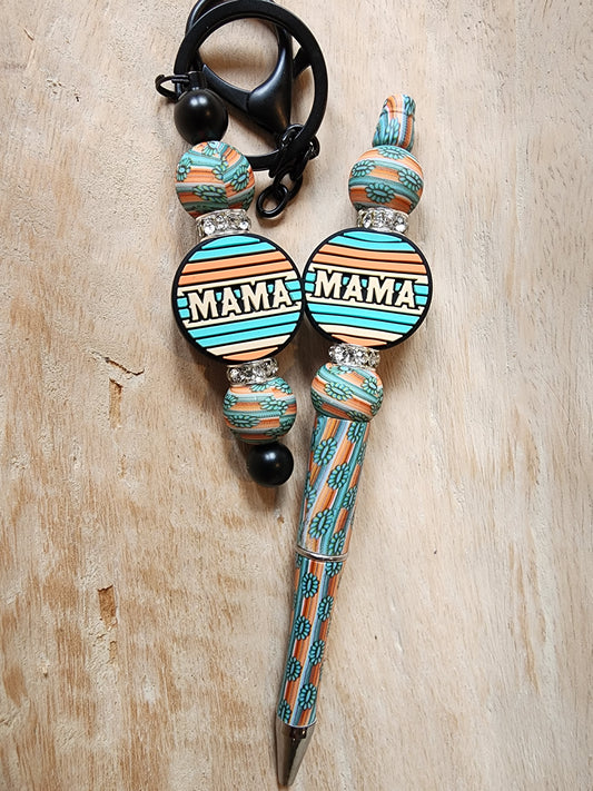 Serape mama bead pen and Keychain set