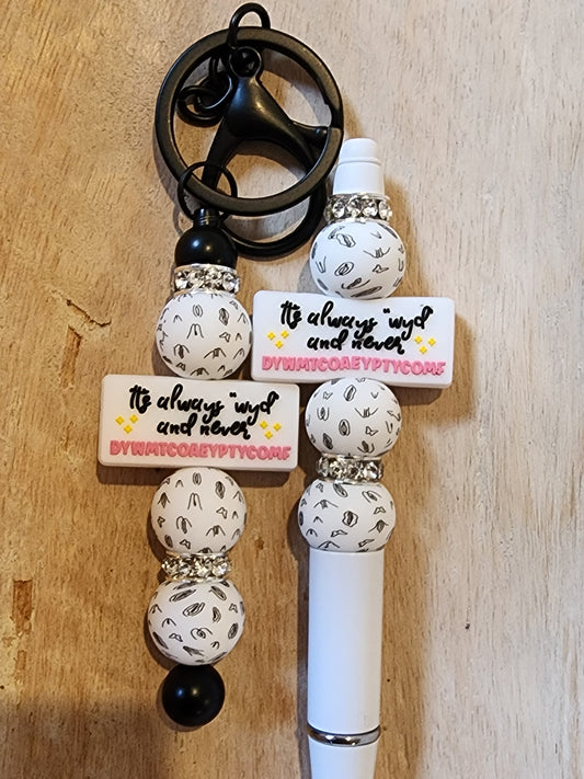 Naughty wyd DYWTCOAEMPTYCOMF silicone beads bead custom exclusive pen Keychain set