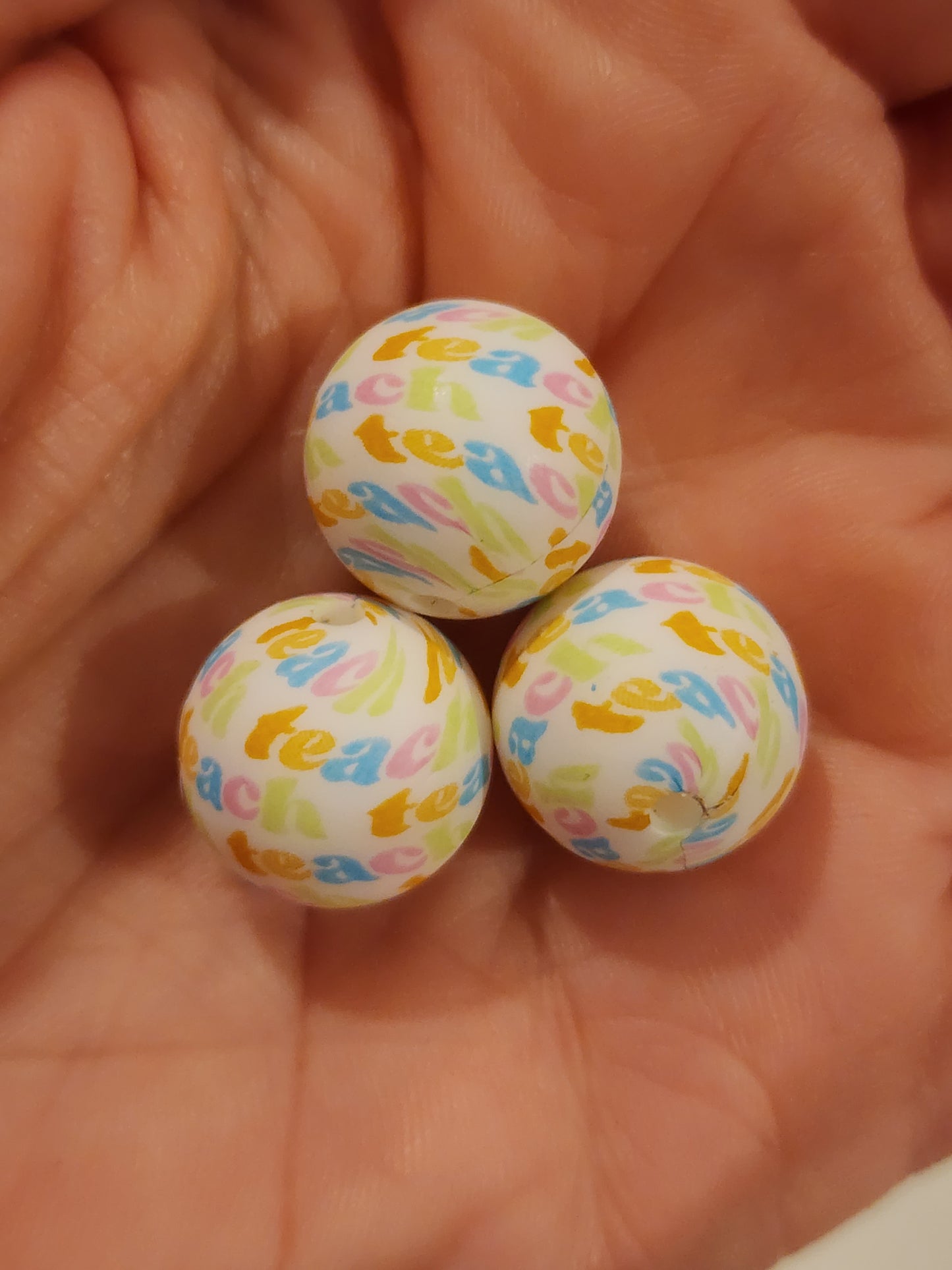 Teach teacher beads custom exclusive print silicone beads