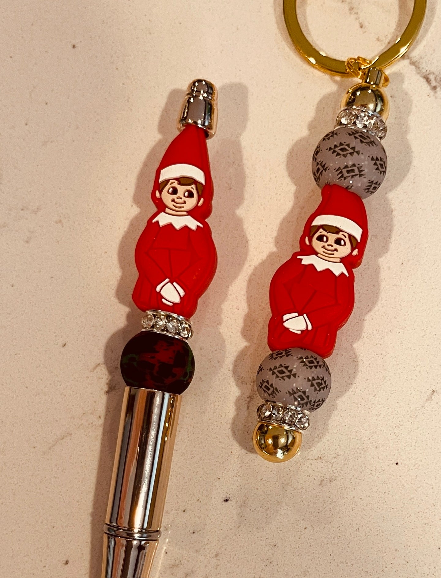 Christmas elf pen and keychain set