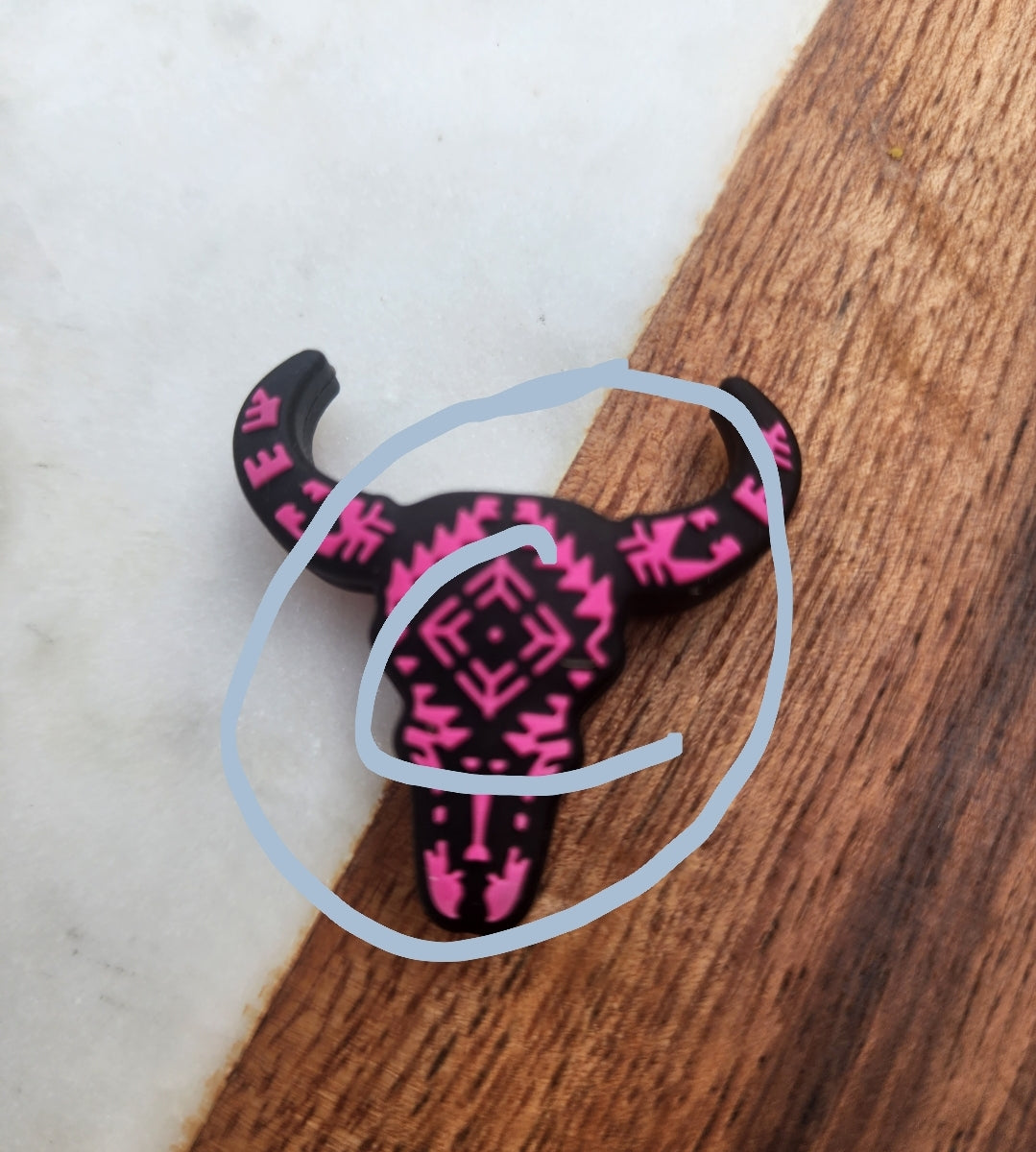 Copyrighted aztec bull skull pink custom exclusive western cow skull bead pink