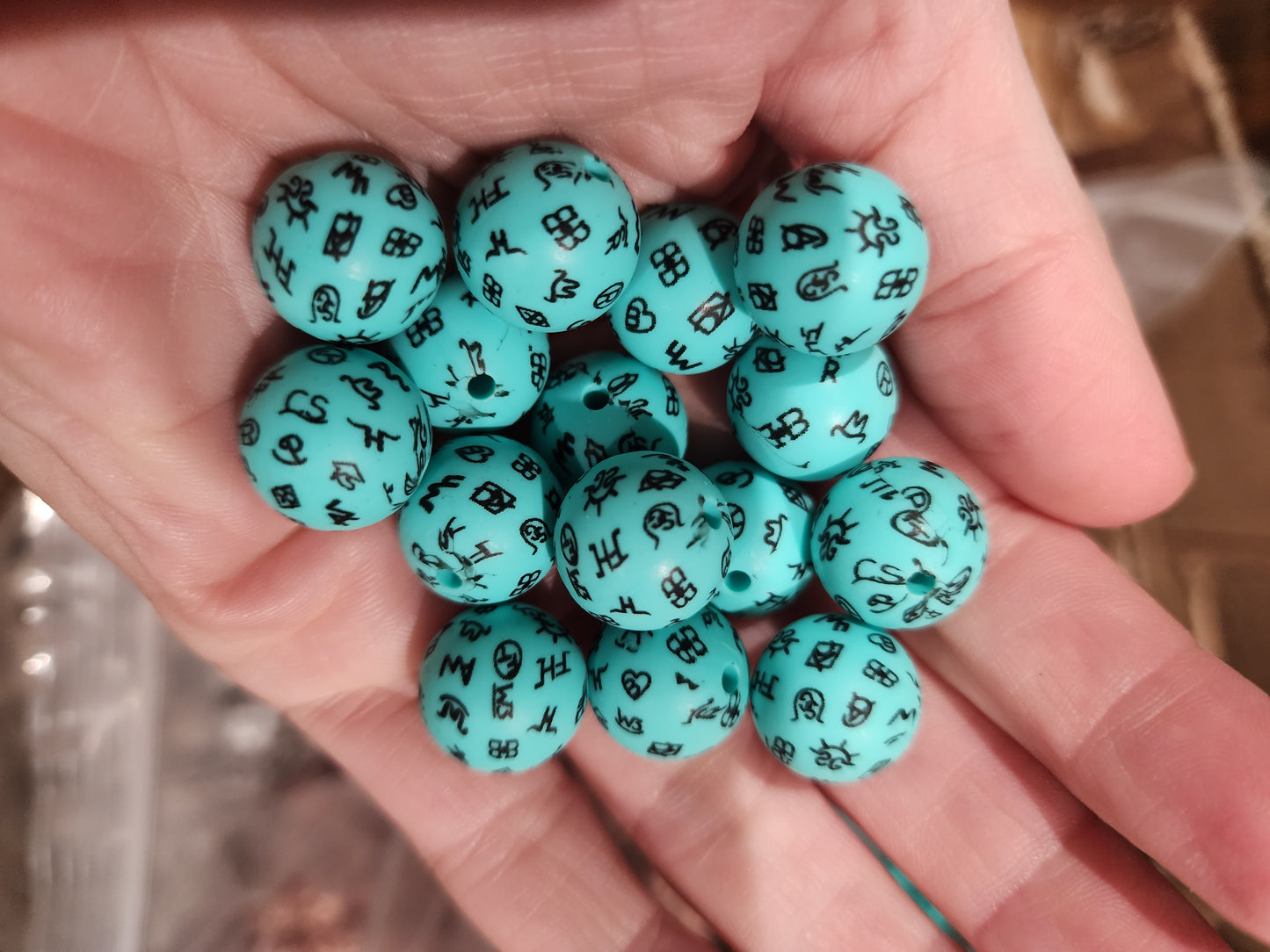 Cow branding print silicone focal beads 15mm