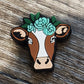 Sarah the heifer with flowers silicone focal bead