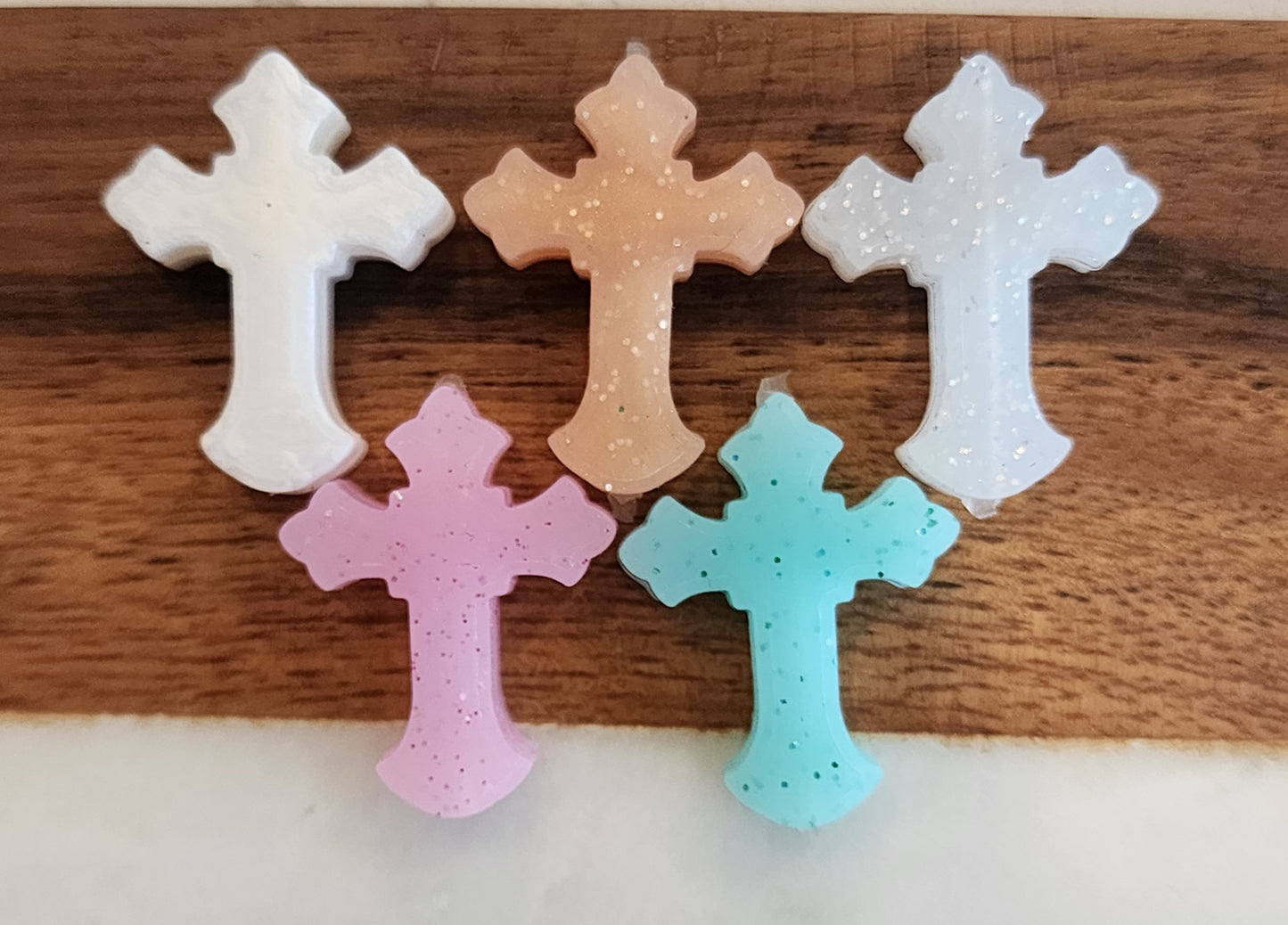 Custom crosses glitter silicone focal beads