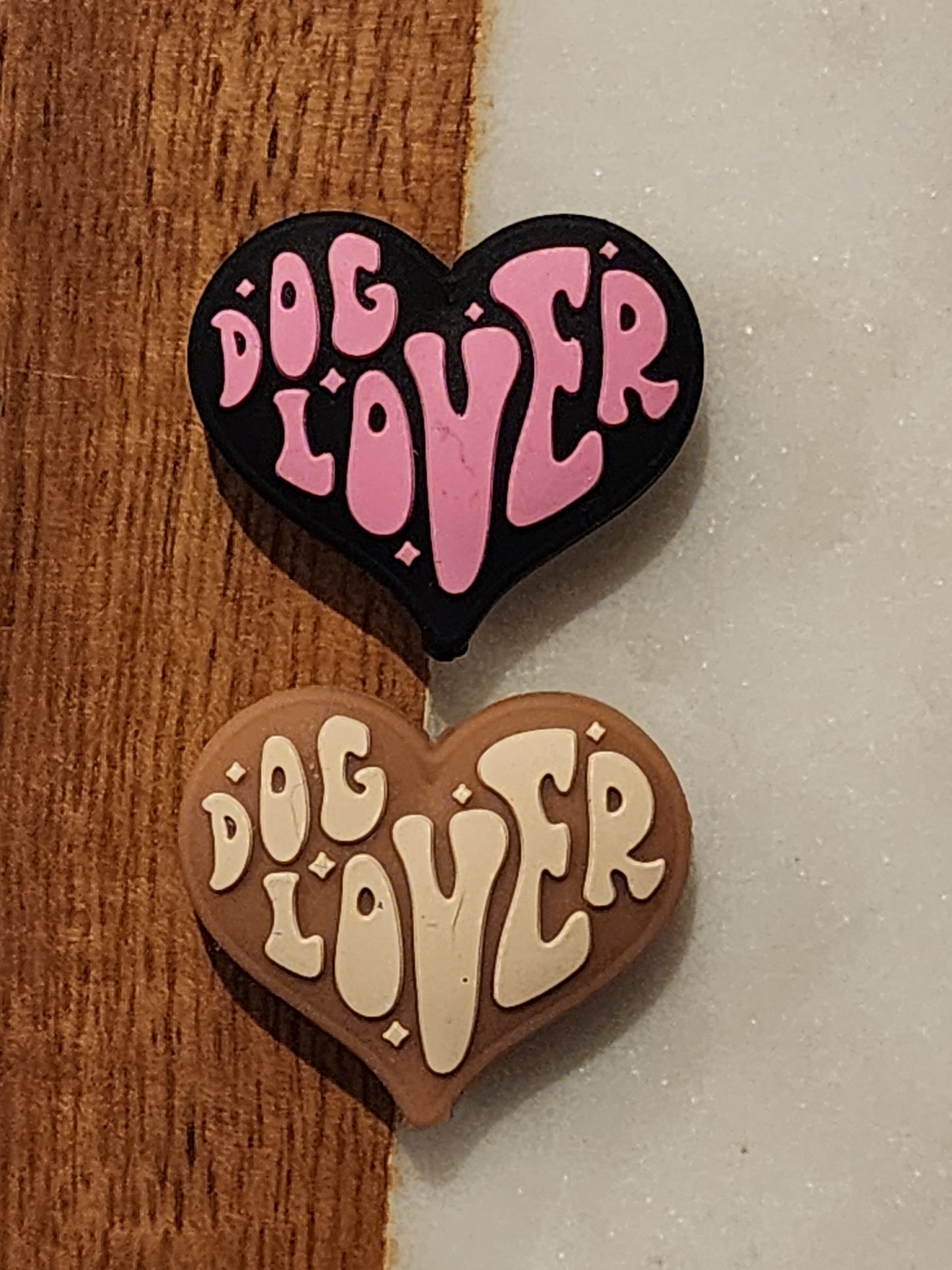 Dog lover pink and camel silicone focal beads