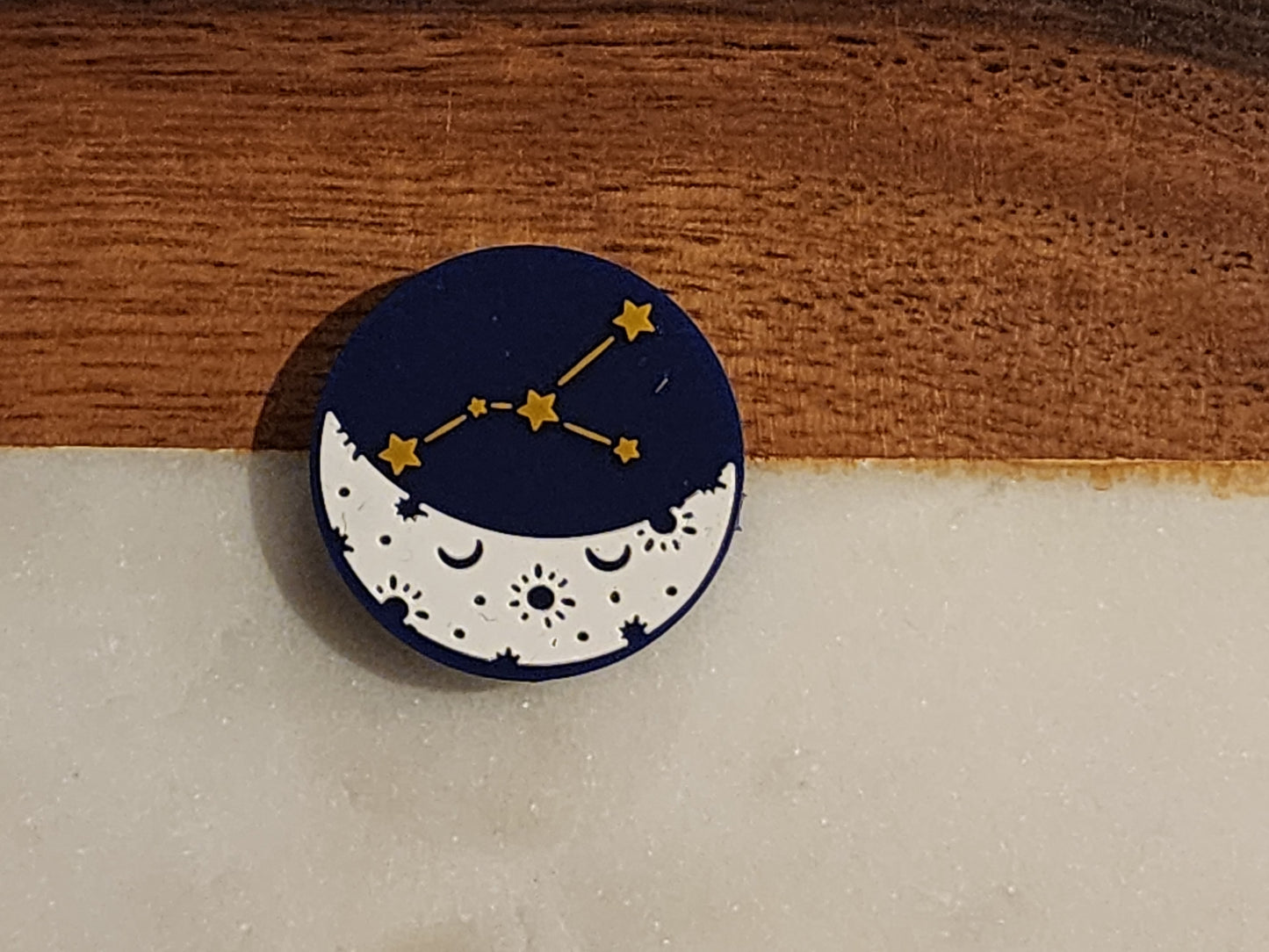 Double sided zodiac silicone focal bead