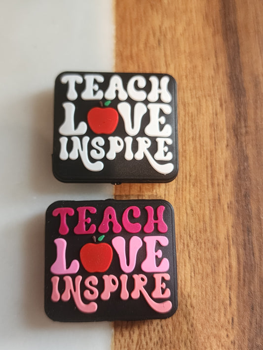 Teach love inspire teacher beads silicone focals custom