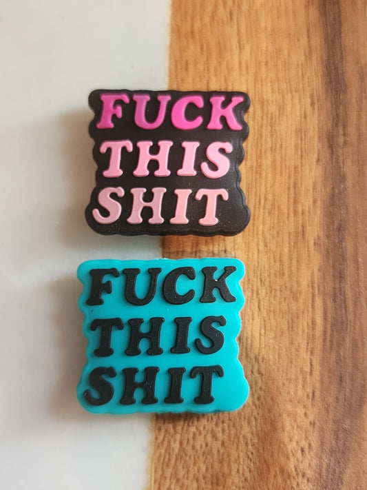Fuck this shit teal pink ombre custom focal bead-E10